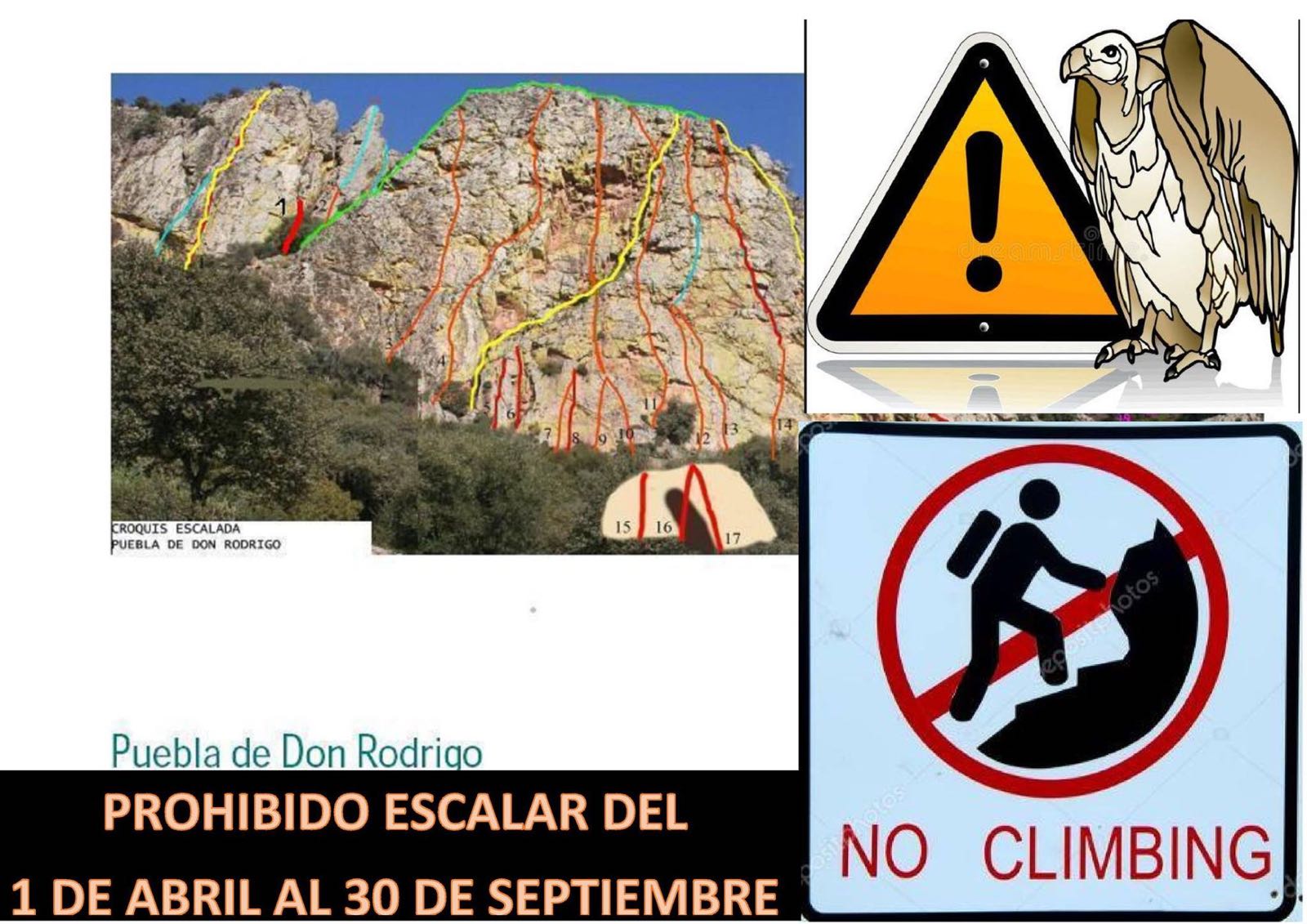 Prohibición de escalada en Puebla de don Rodrigo